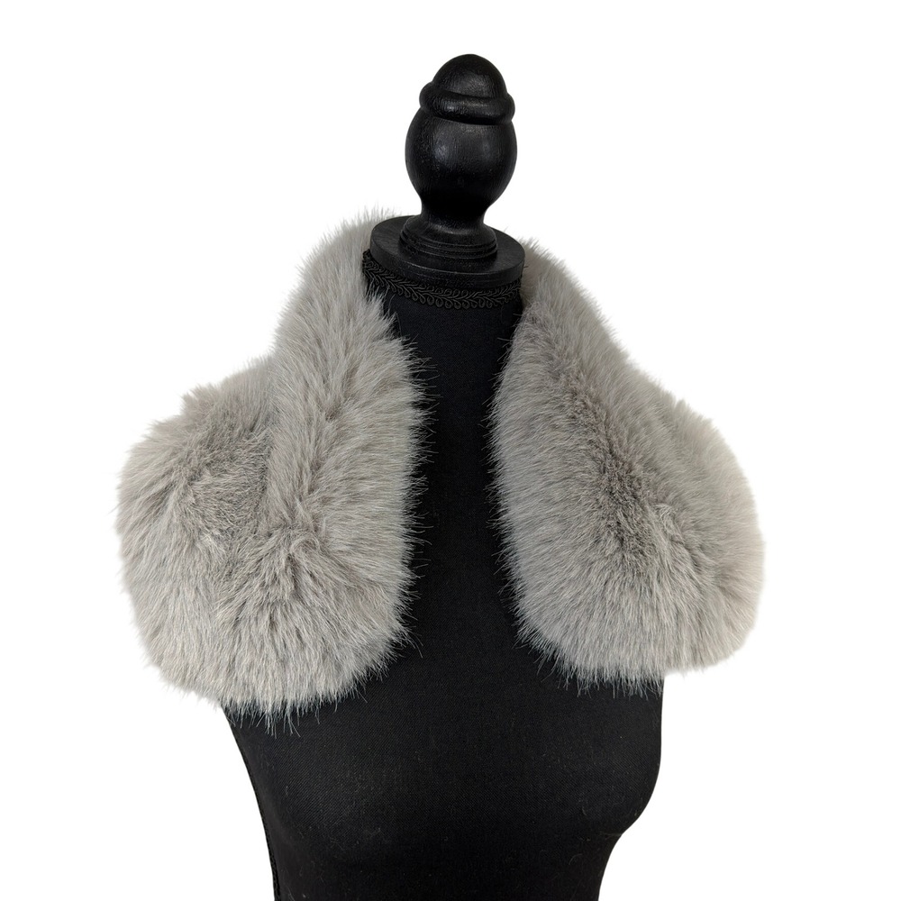 Gray Faux Fur Collar‎ Scarf Shawl Neck Warmer Wrap Accent